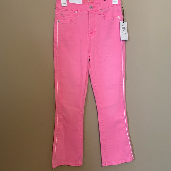 New 7 For All Mankind pink high rise slim kick jean size 26 - Picture 5 of 5
